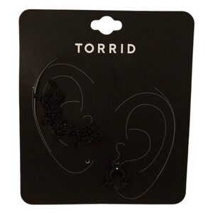 Black Torrid Women's Spider and Web Stud Ear Cuff